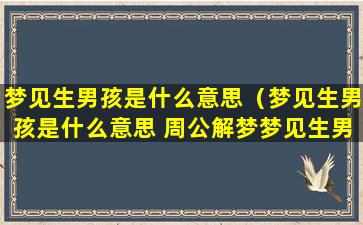 梦见生男孩是什么意思（梦见生男孩是什么意思 周公解梦梦见生男孩双包胎）